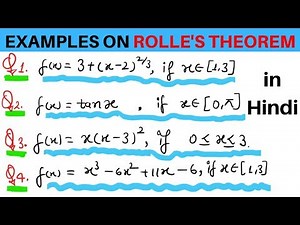 Examples of Rolle's Theorem | in Hindi | Maths