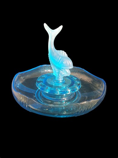 Blue Depression Glass Float Bowl With Fish – Art Deco (1930s Style) - Etsy Australia