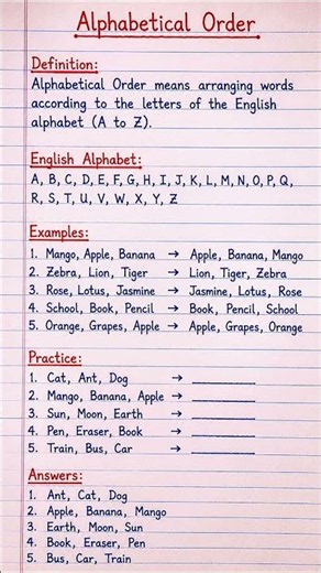 Alphabetical Order | Class 5 English Homework Help 📚