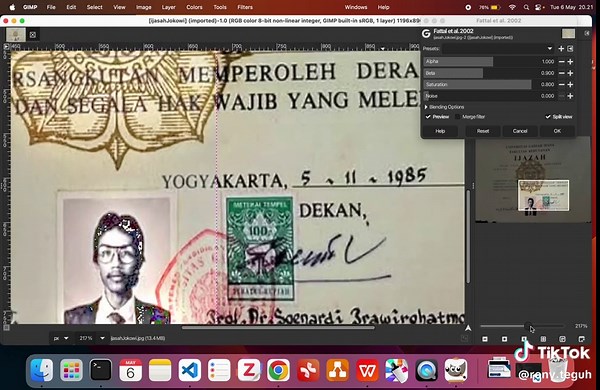 Analisis Cap Warna Merah pada Ijazah Menggunakan GIMP