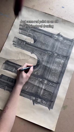 24K views · 26 reactions | Painting on an old architectural drawing #architecture #architecturestudent #architectureschool #art #architectureconcept #architecturemodel #architecturedrawing #drawing #on | Erisa Mema | Facebook