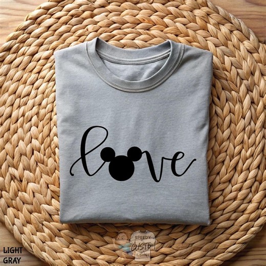 Disney Love Shirt, Mickey Mouse T-shirt, Disney Valentine Tee, Cute Mouse Ears Crewneck,disney Vacation Tee,disney Trip Wear,love Script Tee - Etsy