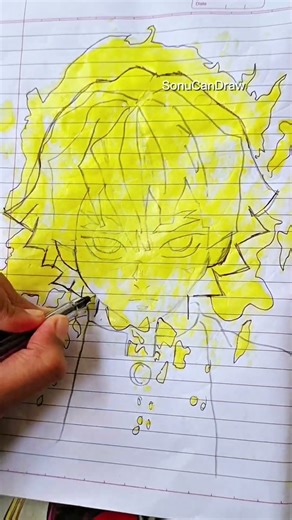 Drawing Zenitsu ✨⚡ from demon slayer water splash art #drawing