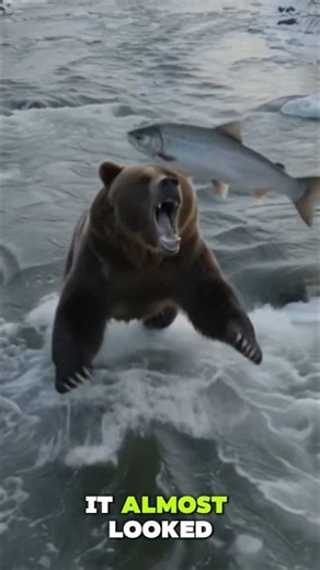 Grizzly Bear Catches Salmon Mid-Jump 🐻🐟 #Shorts