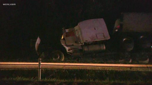 Overturned tractor-trailer causing delays on I-485