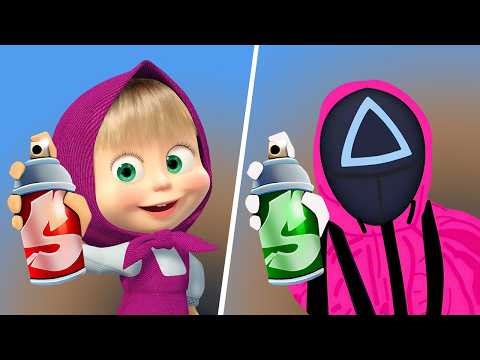 Masha And The Bear Run VS Squid Game Subway Surf, Masha Bear Game, Subway Surfers New Game