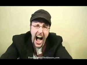 the Nostalgia critic tries to make an impression of pinkie pie's trombone