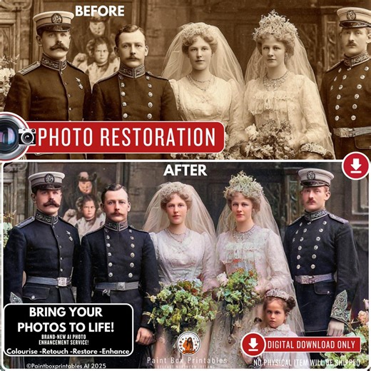 Colourise and Restore Your Old Photographs - Digital Download Only Colorise Old Photos - Etsy UK