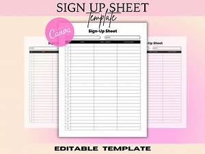Editable Sign-up Sheet Template: Printable Canva Design (PDF, PNG, JPG) - Etsy