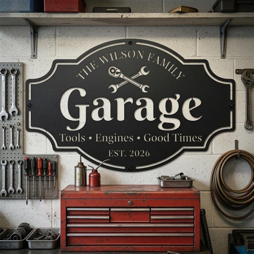 Custom Garage Sign, Personalized Workshop Sign, Garage Decor, Fathers Day Gift, Gifts for Dad, Gift for Him, Man Cave Decor, Car Lover Gift
