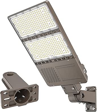 ADUB 480V 320W LED Parking Lot Light with Photocell, 48000LM ETL Listed LED Shoebox Light Arm & Slip Fit Mount, 5000K IP65 Commercial Area Street Light Outdoor LED Flood Pole Lighting, 277-480V