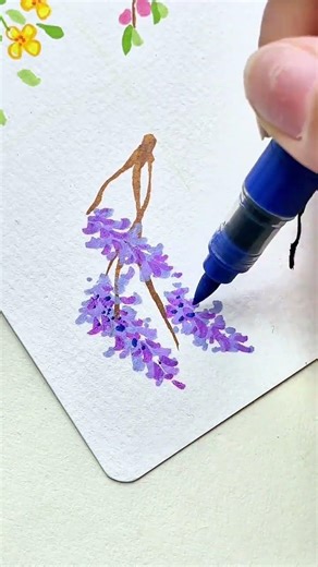 Colorful Flower Art: Lavender Painting with Flower Branch Patterns
