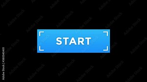 Blue Start Button Animation on Black Background. Animation blue start button icon shine on black background. use for business success, or development apps games. Stock Video