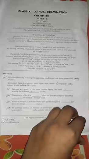 Isc class 11 chemistry questions paper
