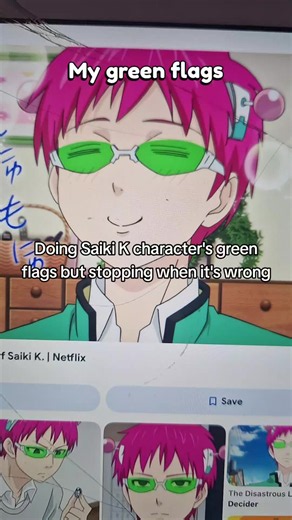 Saiki K green flags: Doing Saiki Kusuo character green flags
