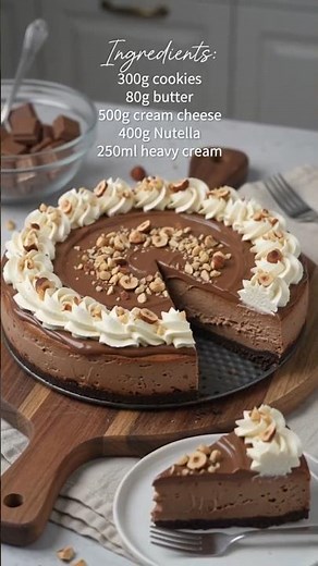 Nutella cheesecake magic in every slice ✨Soft, rich, and absolutely irresistible 😍