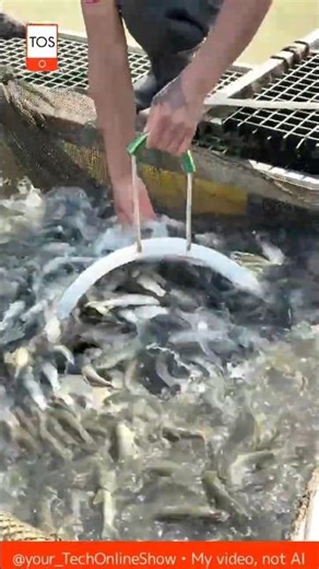 FISH HARVESTing massive pond catch 😮🐟💧 #shorts #skills #crafts #technology #satisfying