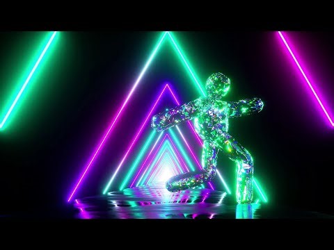 💎 Crystal Man Dance Loop in Neon Triangle Tunnel | 8H 4K VJ Party Background