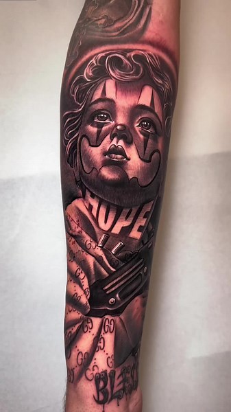 Gangsta Angel by @Emink_tattoo Done at Emink Tattoo Studio. Only High Quality for the our customers!⚡️⚡️⚡️ 📍 : viale della Pace n236 VICENZA! 🌍 : WWW.EMINK.IT 📞 : 349 6806471 ℹ️ : eminktattoo@gmail.com #fyp #foryoupage #tattoo #tattoos #chicano 1