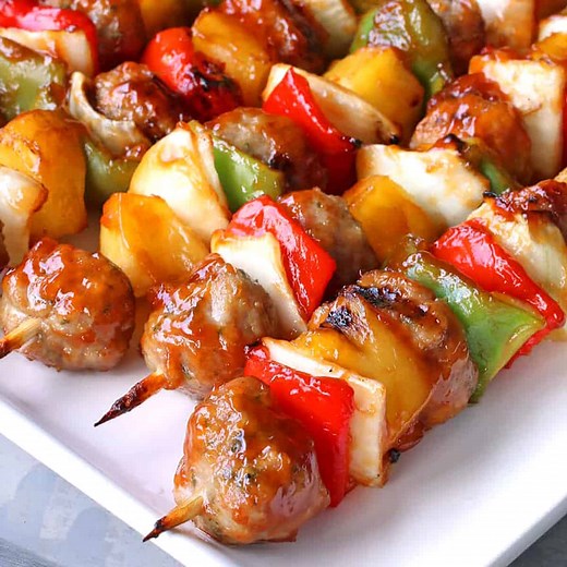 Sweet and Sour Meatball Kabobs