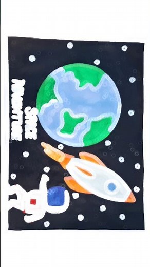 Space Adventure Drawing 🌍🚀 | Easy Space Art for Beginners#artandcraft #students #shortvideo #shorts