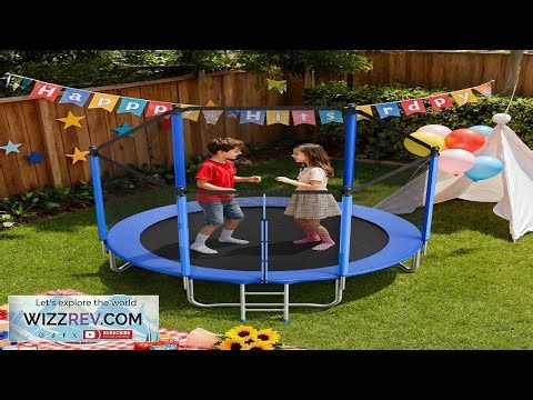 VEVOR Outdoor Trampoline 8FT Round Recreational Trampoline with Enclosure Net ASTM