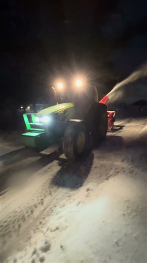 5100m John Deere with a Normand Essa blower makes light work of all this freezing rain#deerepower