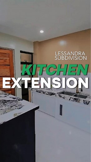 1.5K views · 21 reactions | See how space is maximized in this Completed Kitchen Extension! ✨ Best features : ✅ kitchen counter that doubles as dining table ✅ PVC accordion folding door for the CR #proverbsbuilder #construction #tacloban #contractor #reelsvideo | Proverbs Builder | Facebook