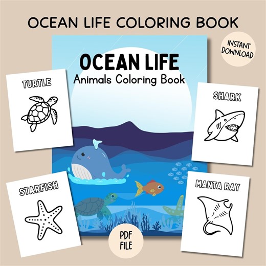 Ocean Animals Coloring Pages for Kids Bold Sea Creature Printable Homeschool and Classroom Coloring Book Instant Download - Etsy