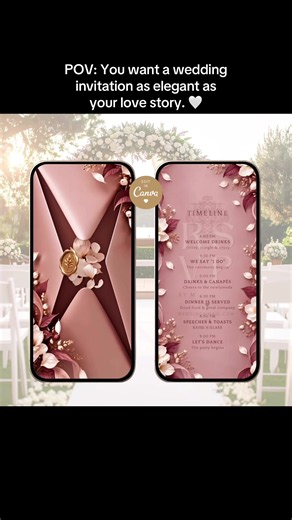 You want a wedding invitation as elegant as your love story. 🤍 ✨ Dusty rose meets burgundy 🌸 Romantic floral details & gold accents 💌 Animated opening envelope 📱 Personalize it in Canva Your invitation. Your love story. Your style. 💍 Find your digital wedding invitation template in my Etsy shop, LetterAndFleur! 💕 #weddinginvitation #weddingvibes #digitalinvitation