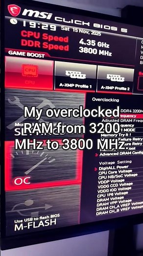 How to overclock RAM using MSI motherboard from 3200mhz to 3800 mhz.