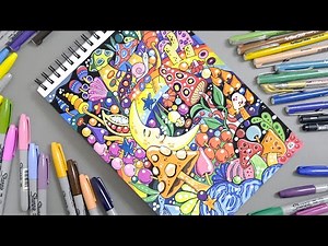Coloring Zendoodle with Acrylic Markers | Relaxing Doodle Art