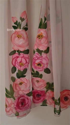 Watercolor Hand-painted Roses on Georgette/Chiffon scarf | Fabric Painting Designs #artshorts