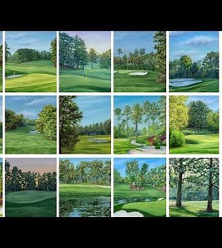 Golf Landscape Paintings Inspired by Each Hole at Augusta National Golf Club