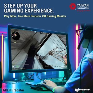 Gaming never felt more real! Enjoy a gaming experience like no other with the ‘Acer Predator X34 Gaming Monitor’. It brings to you the most high-end gaming features. With a rapid overclock to 180Hz refresh rate, VESA Display HDR 400, wide color gamut of DCI-P3 98%, high color accuracy of Delta E less than 1 and tear-free Nvidia G-Sync, the monitor fulfills a professional gamer's every need! It belongs in the top of the line X series and is the perfect gaming companion. Learn More: www.buytaiwane