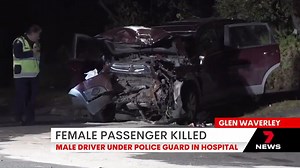 A woman has been killed and a man is under police guard in hospital after a car crash at Glen Waverley. 7NEWS at 6pm | More local news: www.7NEWS.com.au/news/vic #7NEWS | 7NEWS Melbourne