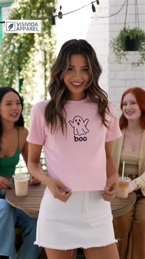 Boo! Cute Ghost Boo T-Shirt - Model