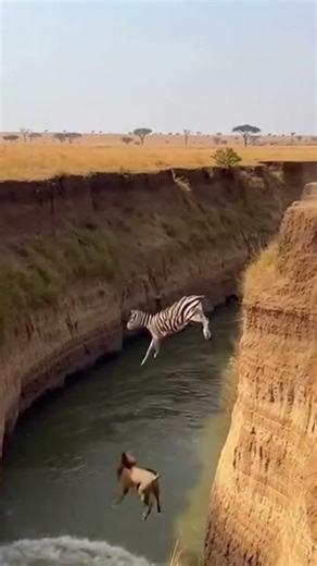 Zebra Kicks Two Lions Off Cliff During Brutal Hunt #animals