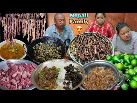 120 kg buffalo meat for festival|| Nepali village style cooking & eating buff meat||Tamangni Aama