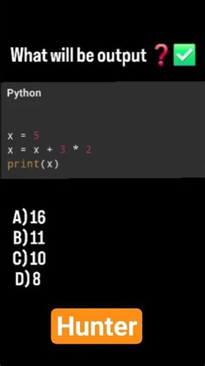 comment the output now #codewithhunter #python
