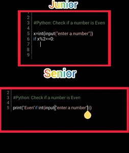 Junior VS Senior developer 🐍🐍//#python//#coding //#programming //#developer #javascript //#mysirg