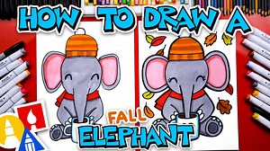 How To Draw A Fall Elephant - Autumn - Art For Kids Hub -