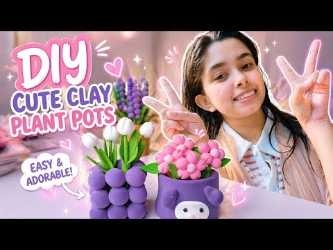 How To Make Mini Clay Flower Pots 🌸🌱 || Full Tutorial 👈 #diy #clay #flowervase 