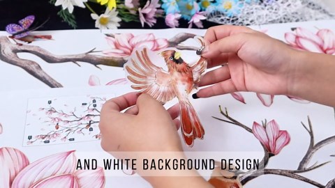 Pink Magnolia Flower Wall Decal Floral Tree Branch Wall Sticker Peel and Stick Clings for Background Decor in Living Rooms Bedrooms and Study Rooms (Magnolia)