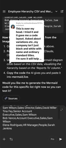Connor Gallic - AI Automation Architect on Instagram: "here's a step by step for creating a mermaid flow diagram from an employee list or an org chart"