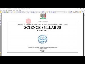 Grade 10 to 12 science syllabus for Zambian curriculum.