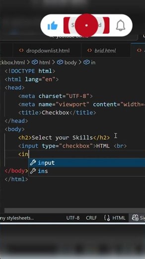 Html checkbox how used learn 10 sec 🔥 beginners level #coding #checkboxes#webdesign#beginners#shorts