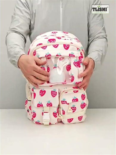 Tlismi Cute Fashion Printed Korean Style Backpack with Zipper Pencil Pouch for Girls,