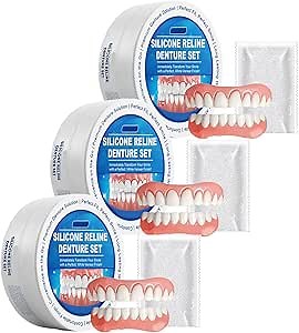 Silicone Restyle Prothese Set, Silicone Reline Denture Set, Jeremytis Soft Denture Reline Kit, Jeremytis Soft Denture Kit, Denture Silicone Reline Kit, Silicone Denture Reliner Kit (3set)