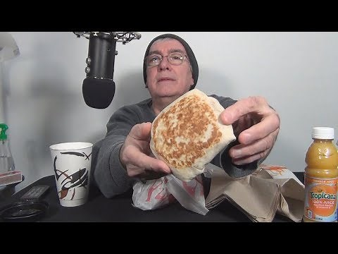 ASMR Eating Taco Bell CrunchWrap Breakfast Combo Whispering